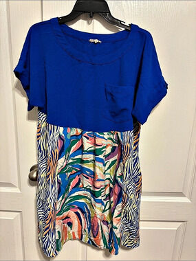 Jodifl Abstract Mini Dress in Blue Size Large Like New